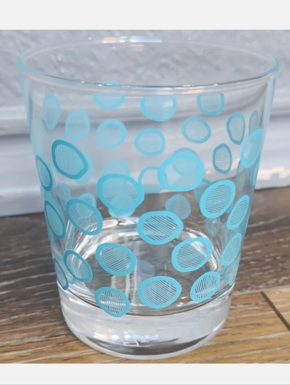 IKEA Kremla Blue Dot Clear Glass Juice Cup